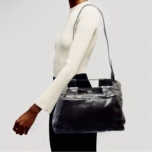 Halston Heritage NEW Crackled Leather Suede